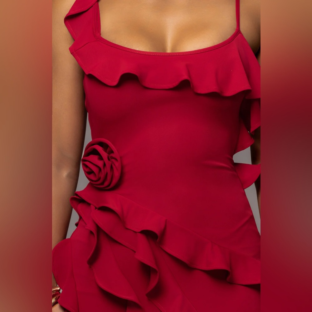 RED BRENNA RUFFLE MAXI DRESS - Picture 5 of 6